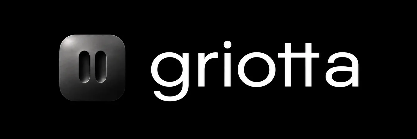 The Griotta wordmark, white on black.